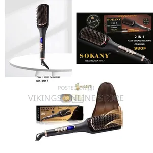 Sokany Electric Hair Straightening and Curling Brush -Multicolor