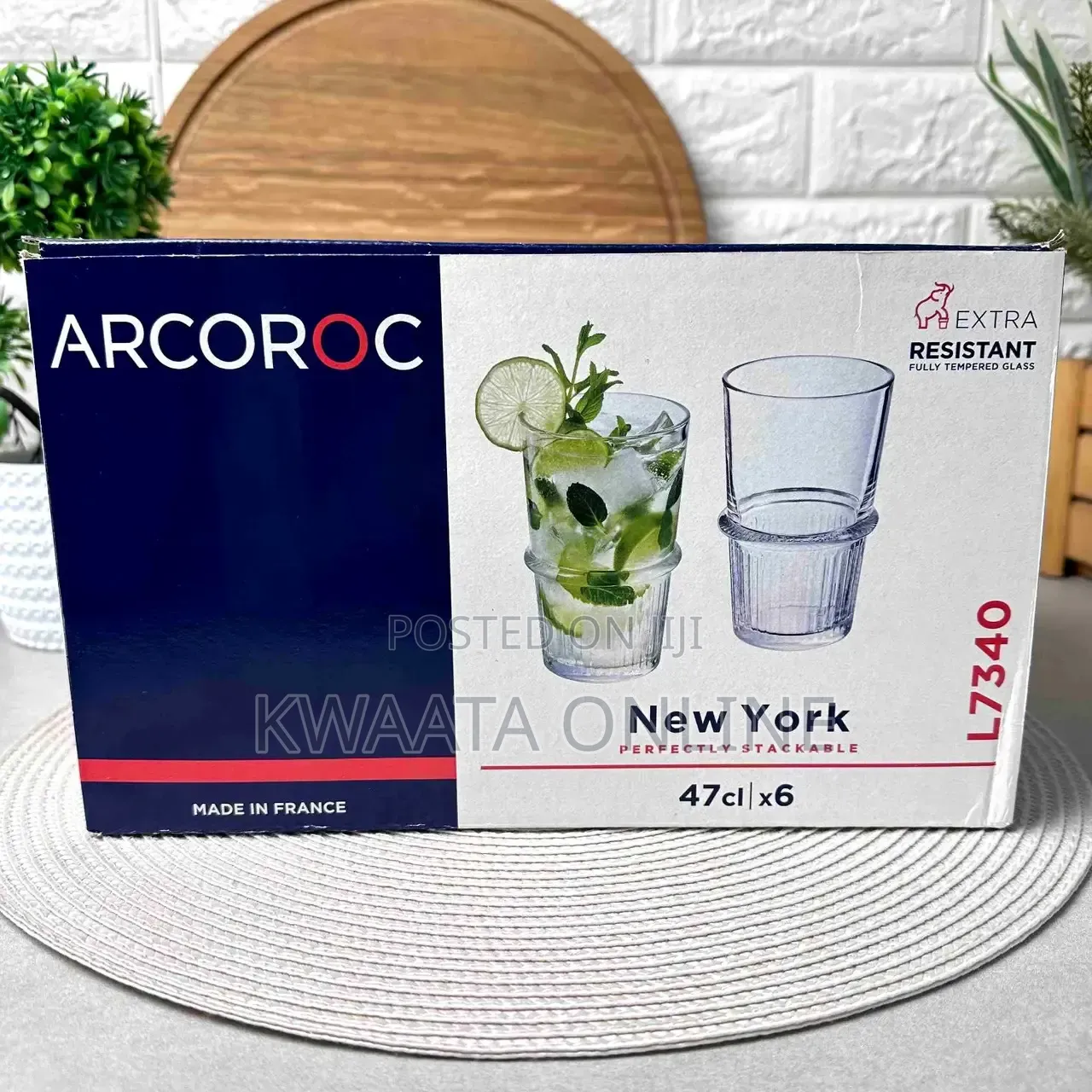 Arcoroc High Ball Glass Set Stacking Tumbler, 470ml, Pack of 6