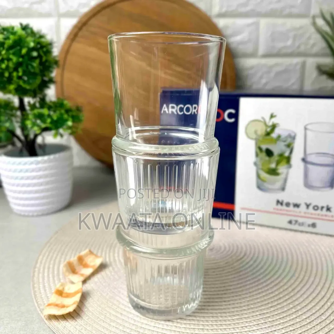 Arcoroc High Ball Glass Set Stacking Tumbler, 470ml, Pack of 6