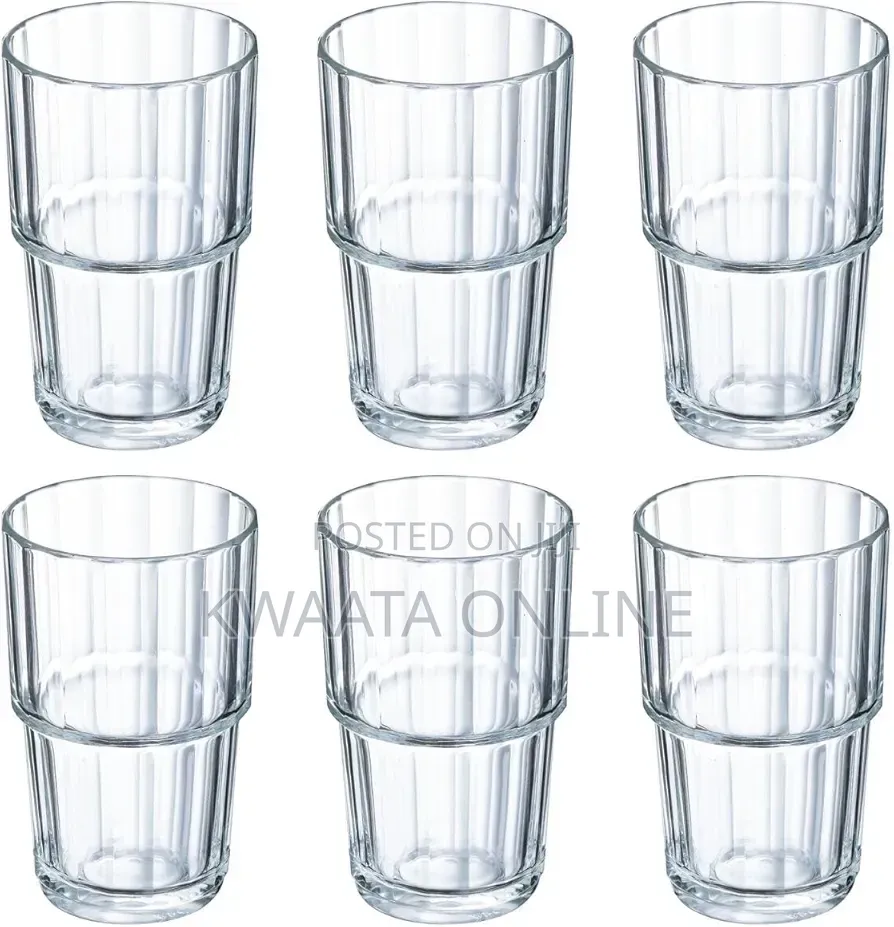 Arcoroc High Ball Glass Set Stacking Tumbler, 470ml, Pack of 6