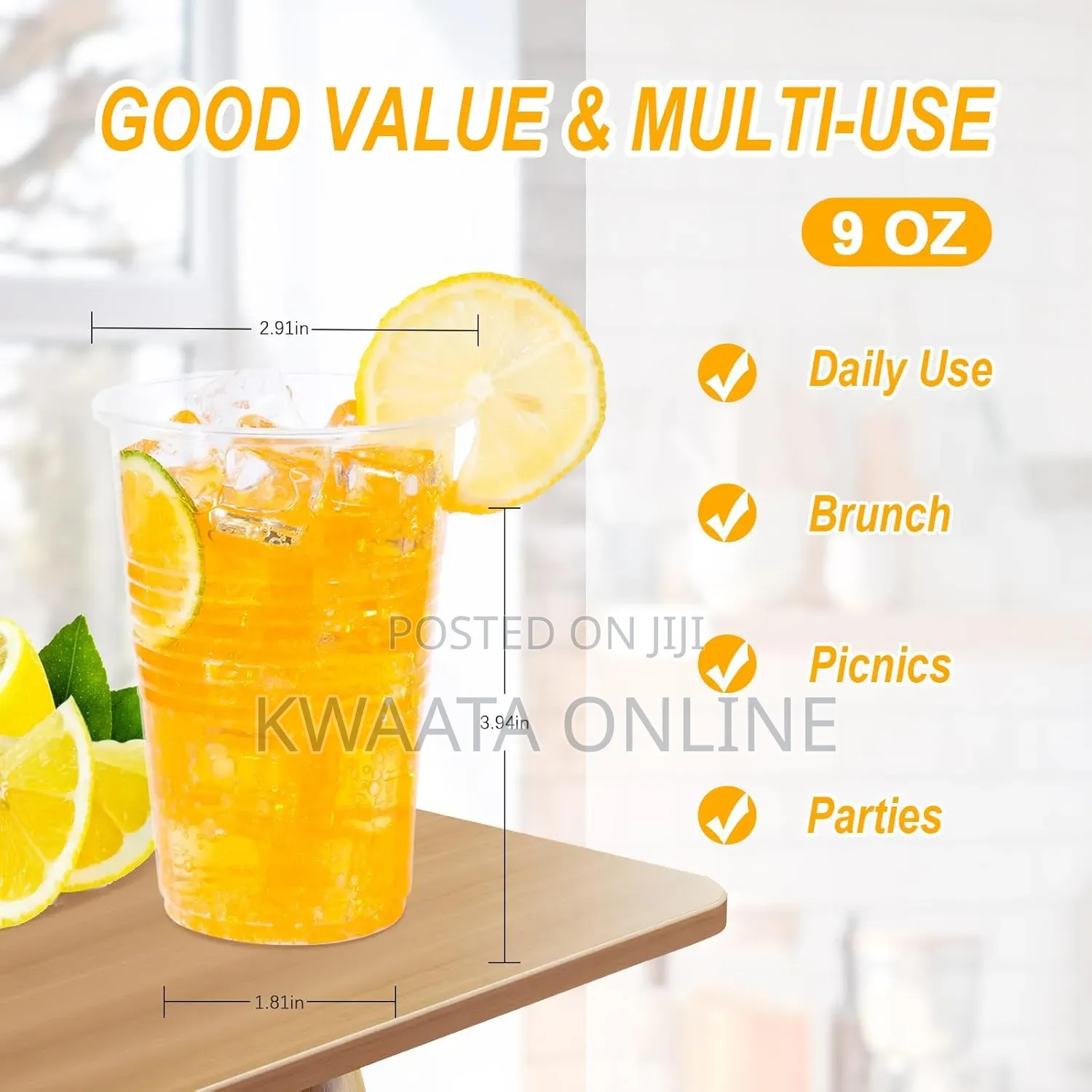 25 Piece Pack Plastic Shot Clear Disposable Party Cups 500ml Each