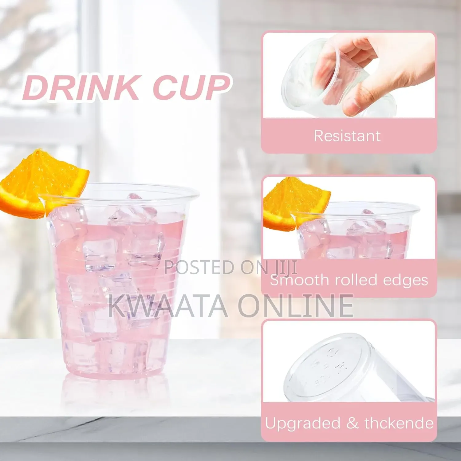 25 Piece Pack Plastic Shot Clear Disposable Party Cups 500ml Each