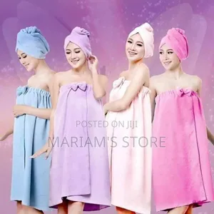 Pink Microfiber Magic Absorbent Bath Towel Body Wrap Set.]