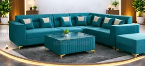 Sofas/6 Seaters L Sofas With Center Table Piece 1 Pouf in Any Colour