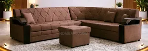 5 Seaters L Sofas in Any Colour or Material With Bonus Ottoman Pouf