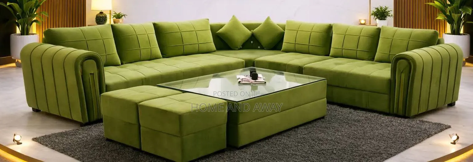 Sofas/6 - 7 Seaters L Sofas Center Table Piece 2 Poufs Any Colour