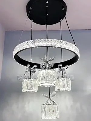 Modern Black Crystal Ring Chandelier Pendant Light Fixture.