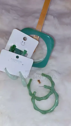 Combo Square Bangle and Acrylic Hoop Earrings