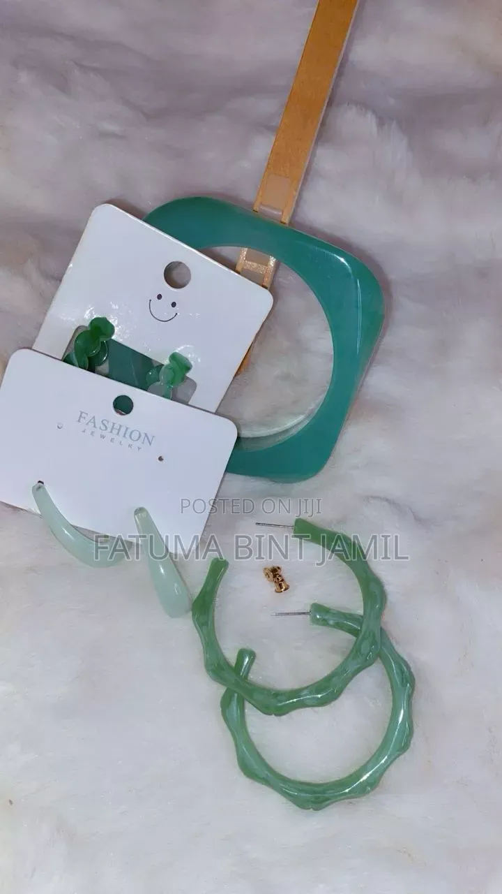 Combo Square Bangle and Acrylic Hoop Earrings