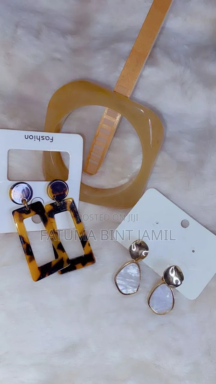 Combo Square Bangle and Acrylic Hoop Earrings