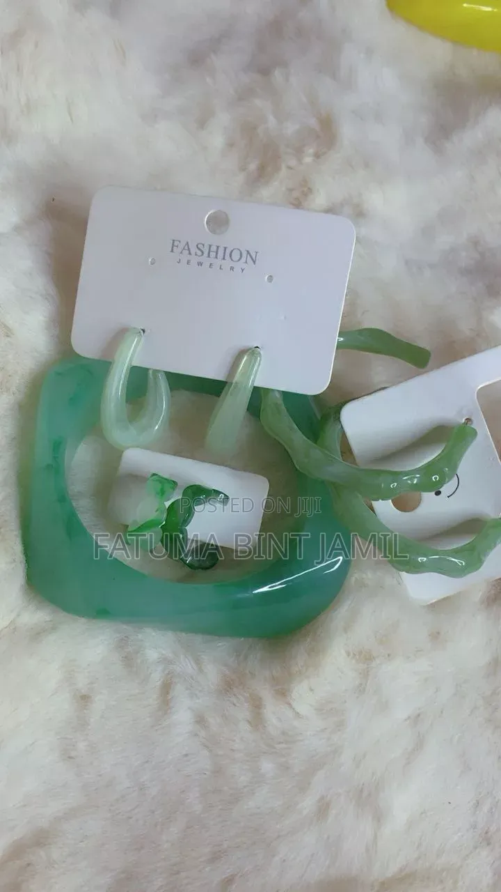 Combo Square Bangle and Acrylic Hoop Earrings