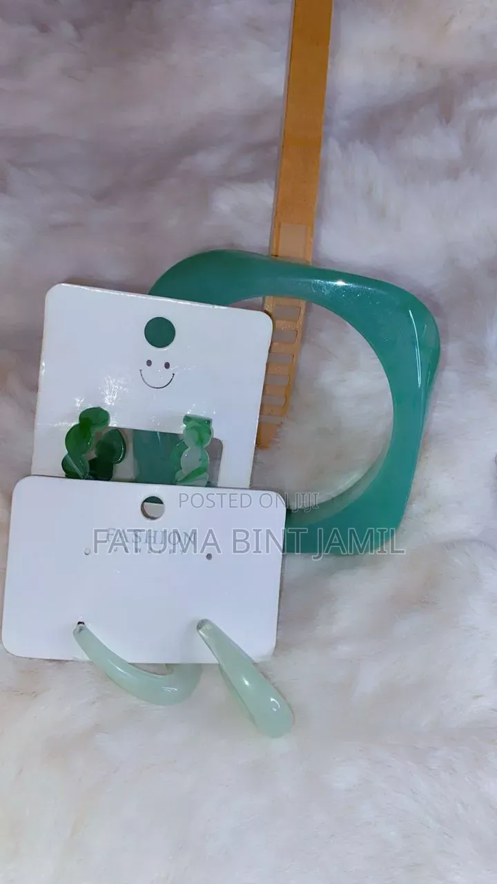 Combo Square Bangle and Acrylic Hoop Earrings