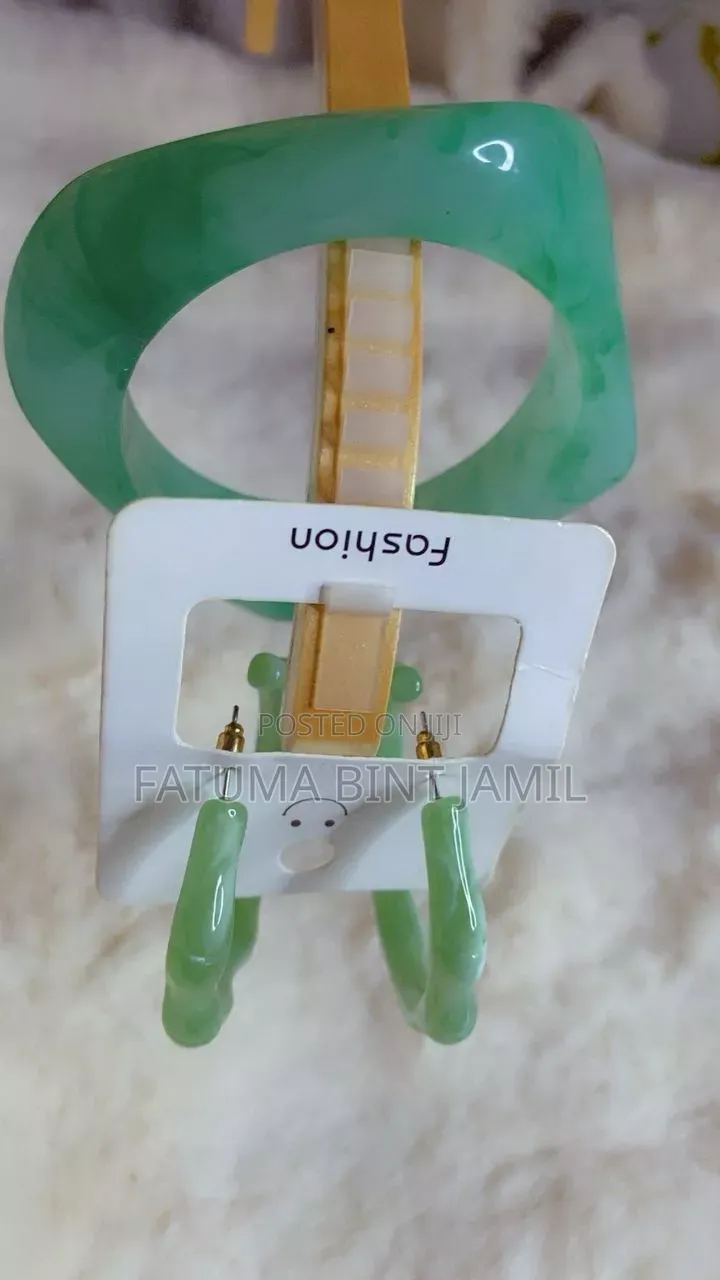 Combo Square Bangle and Acrylic Hoop Earrings