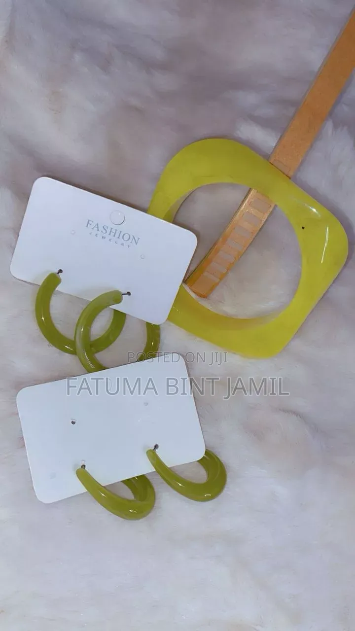 Combo Square Bangle and Acrylic Hoop Earrings