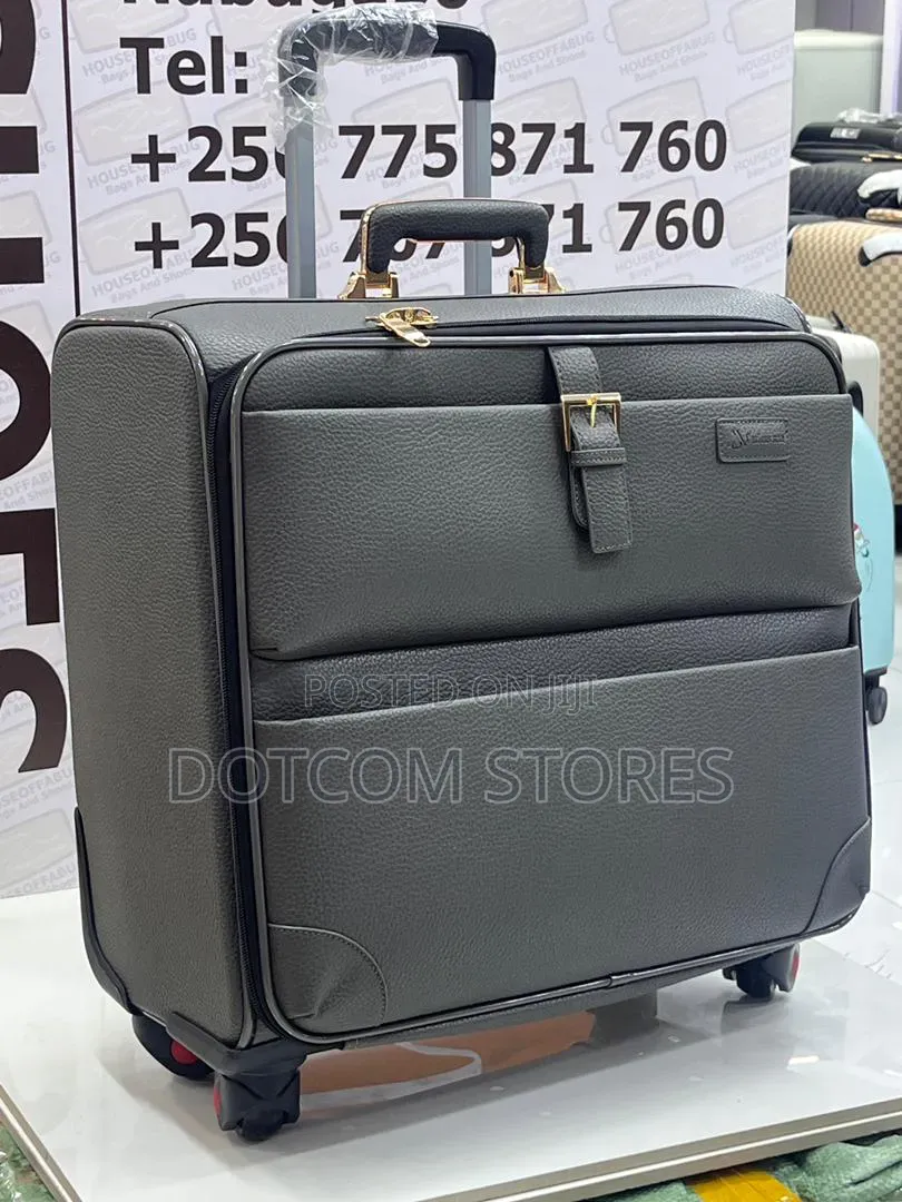 Premium Leather Trolley Suitcase,