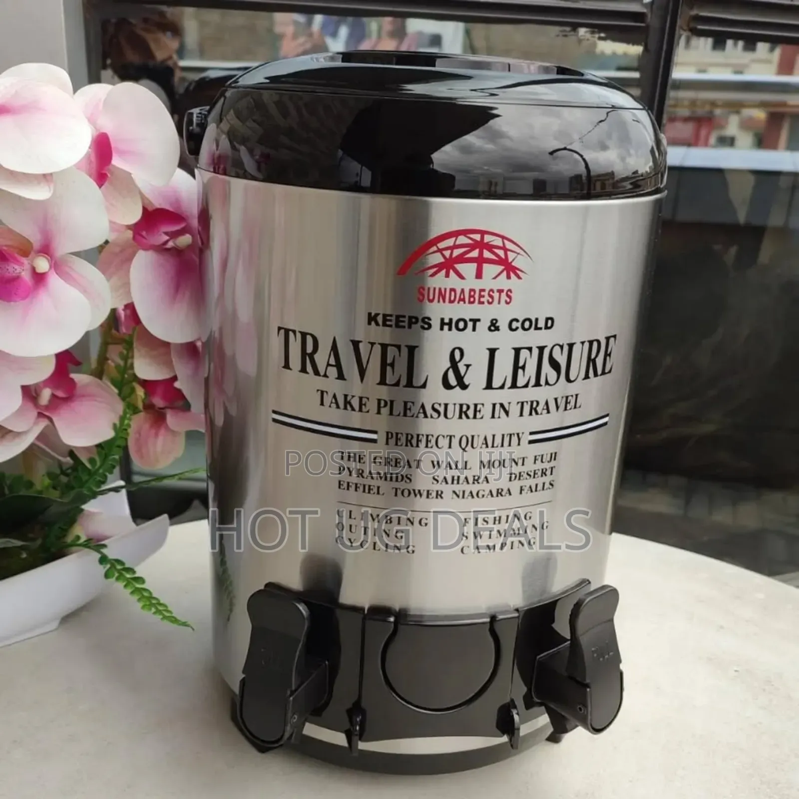 9.5 Liter Double Tap Insulated Water Dispenser Jug-Black and Silver