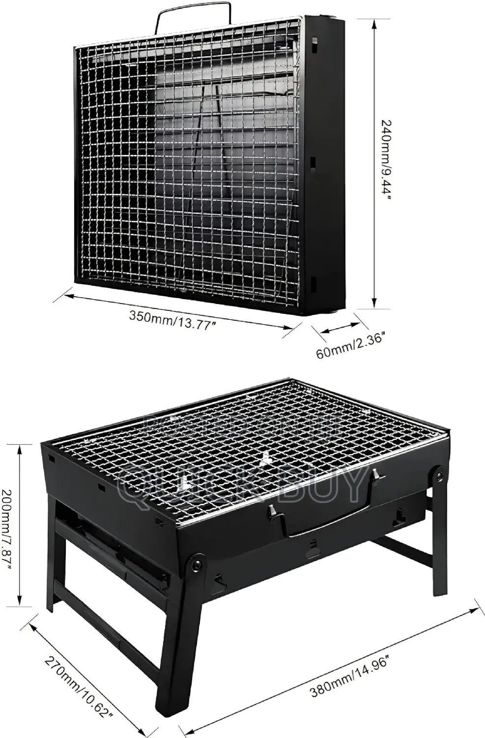 Stainless Steel Folding Portable Charcoal BBQ Grill