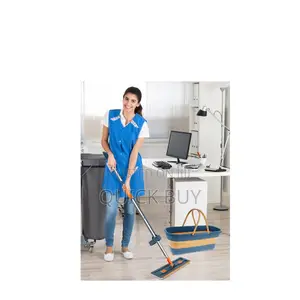 360° Rotating Microfiber Flat Floor Mop With a Foldable Buckett