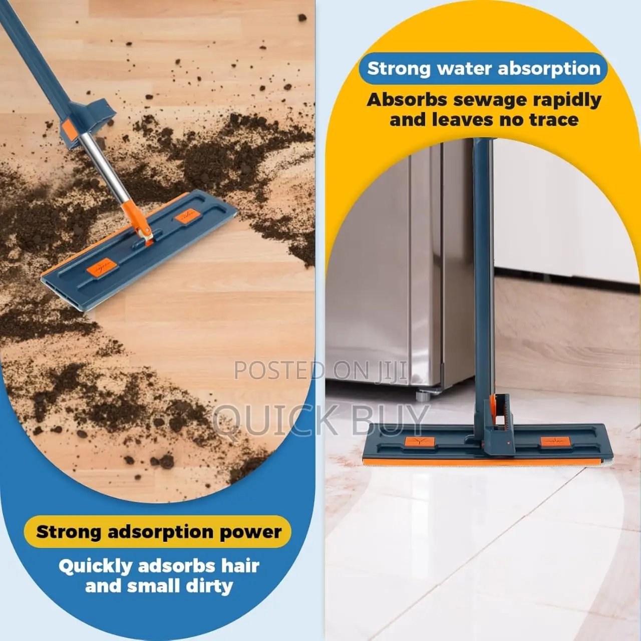 360° Rotating Microfiber Flat Floor Mop With a Foldable Buckett