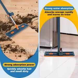 360° Rotating Microfiber Flat Floor Mop With a Foldable Buckett
