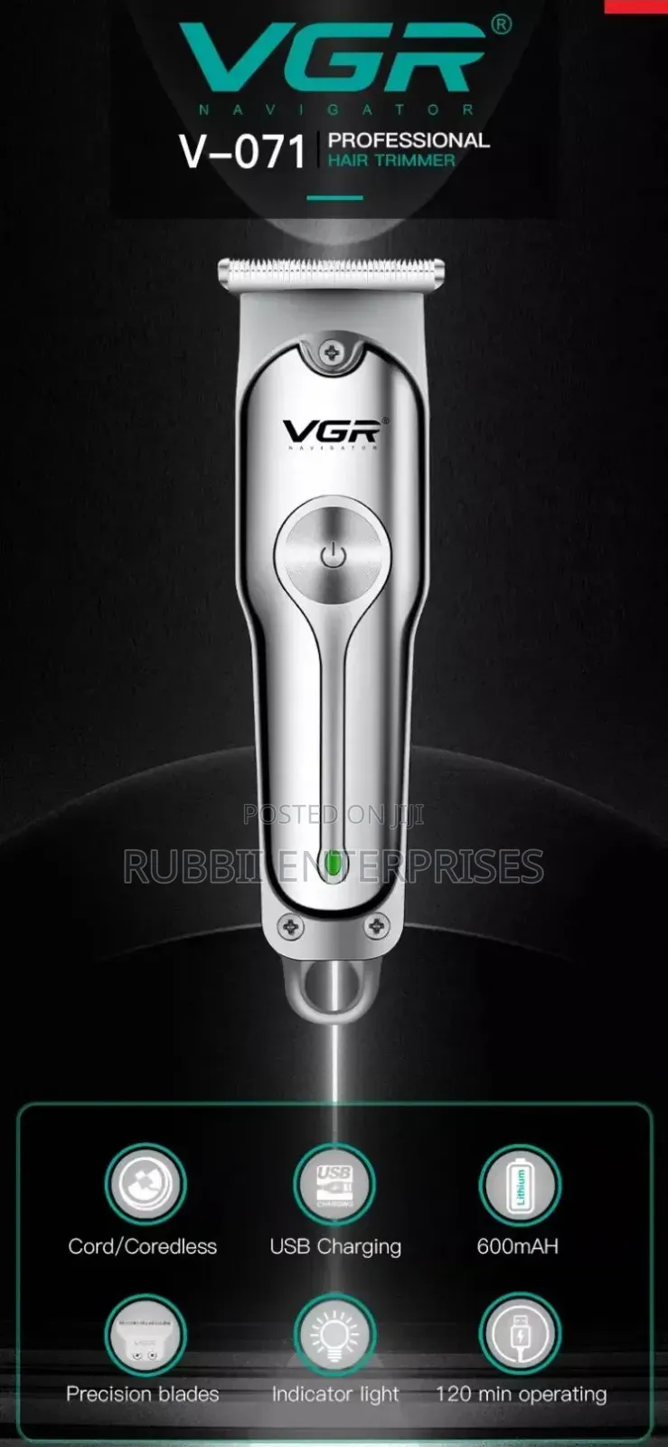 VGR Professional Cordless Hair Trimmer ~ v-071