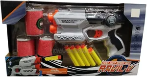 Ravil-v Foam Dart Gun With 5 Darts and 3 Target Cans, Grey and Orange