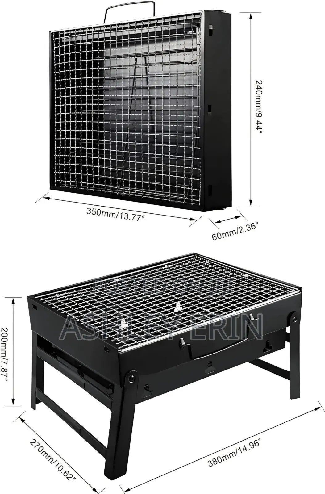 Stainless Steel Folding Portable Charcoal BBQ Grill