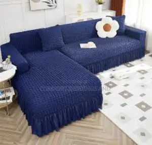 L Shape Sofa Cover Navy Blue 5 Seaters
