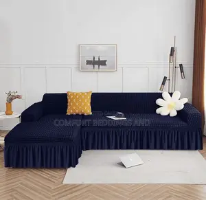 L Shape Sofa Covers Dark Blue 5 Seaters