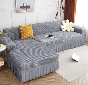 L Shape Sofa Covers Ash Gray 5 Seaters