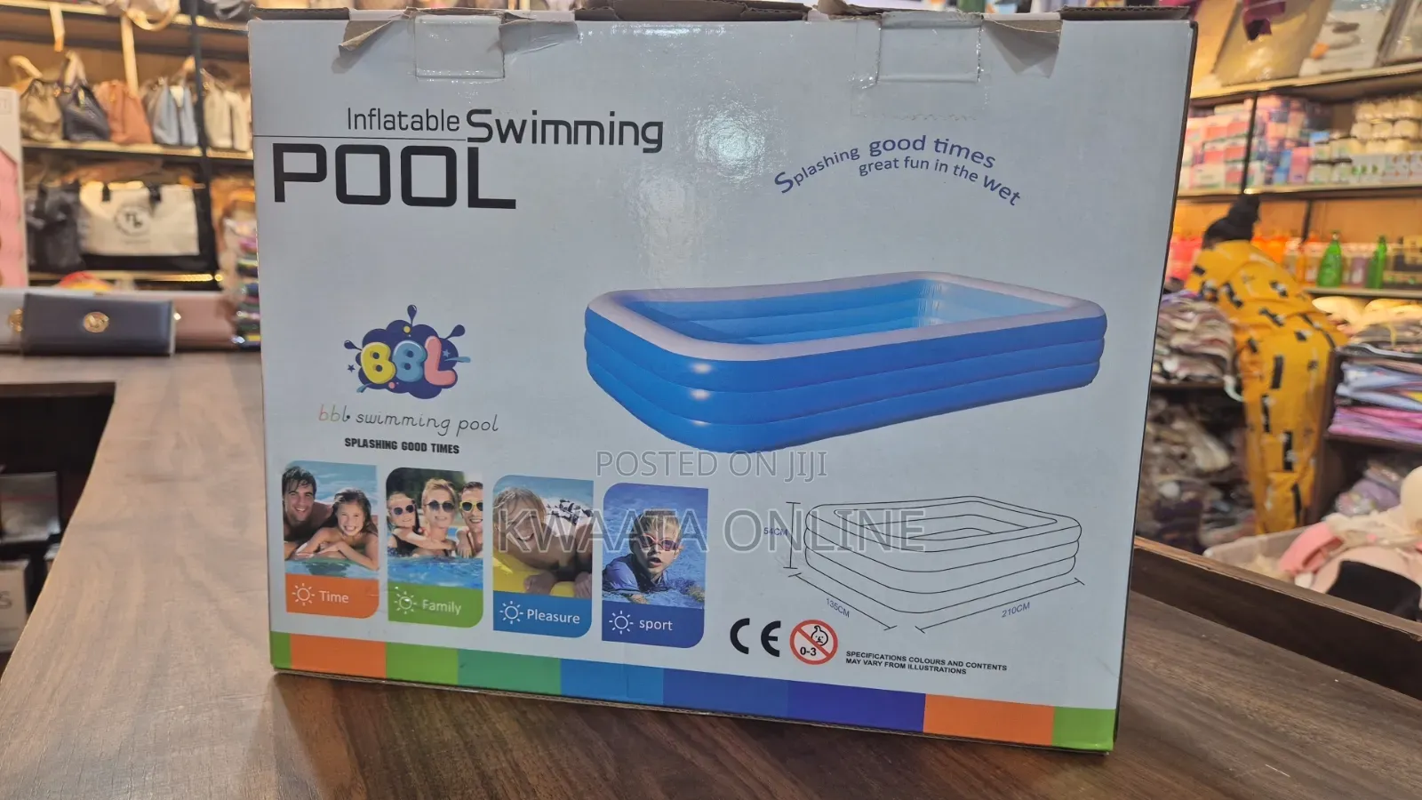 Rectangular Inflatable Swimming Pool With Pump (54h 172w 300h )Cm