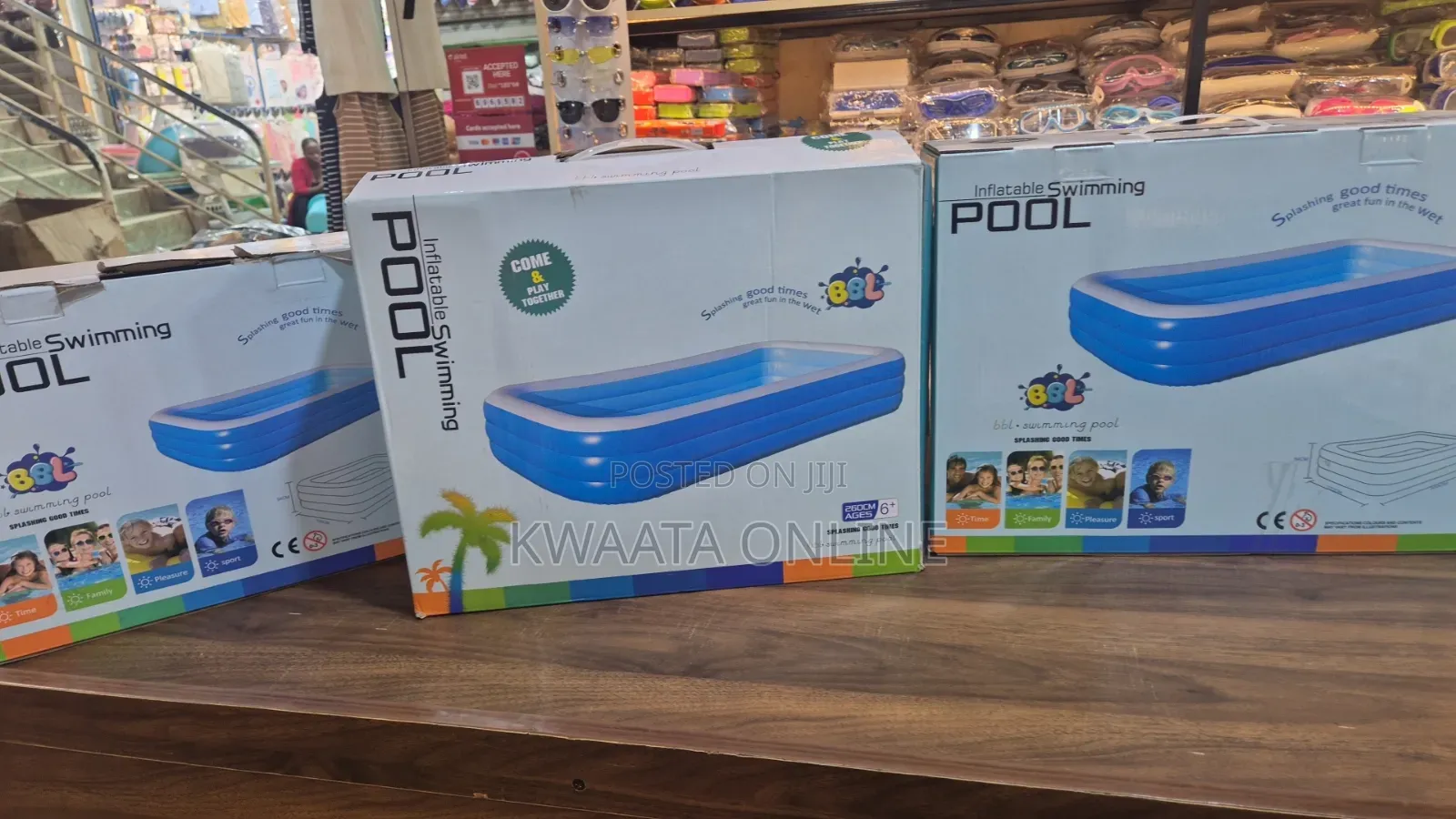 Rectangular Inflatable Swimming Pool With Pump (54h 172w 300h )Cm