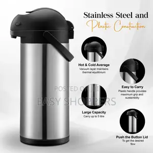 Stainless Steel Vacuum Jug Dispenser With a Pump Mechanism 5 Liters