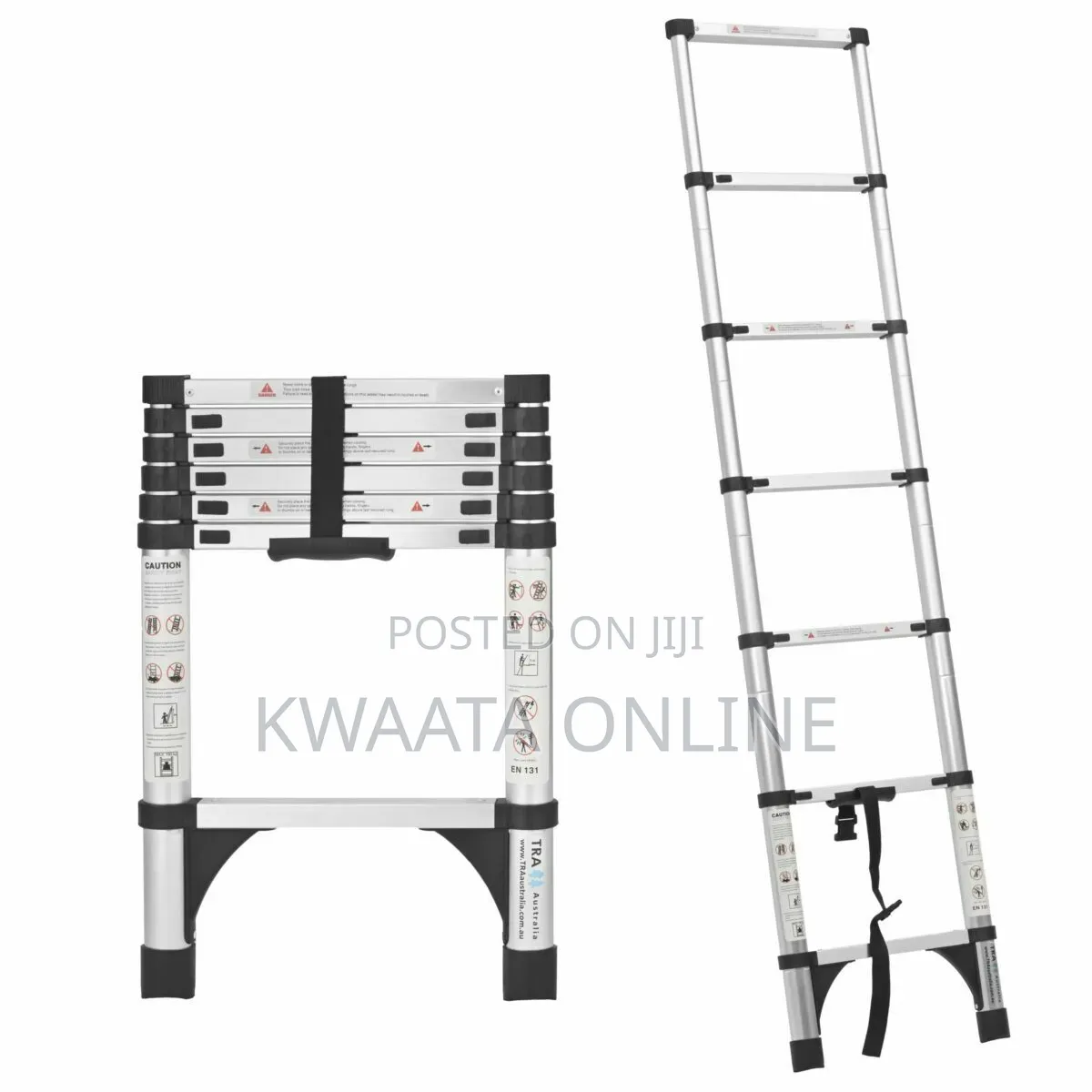 2m, 6 Steps Telescoping Ladder, Aluminum Non-slip Sturdy Multi-purpose