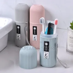 Portable Capsule-Shaped Toothbrush and Toothpaste Storage Cases,