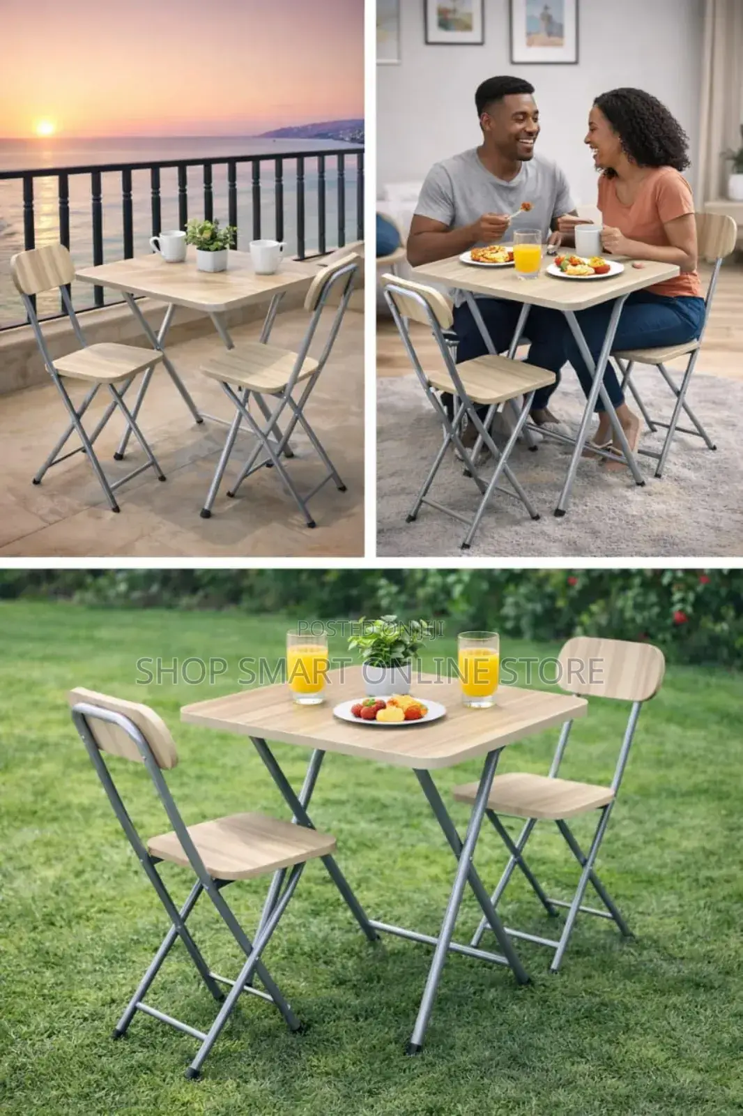 Indoor Dining Foldable Table and 2 Chairs