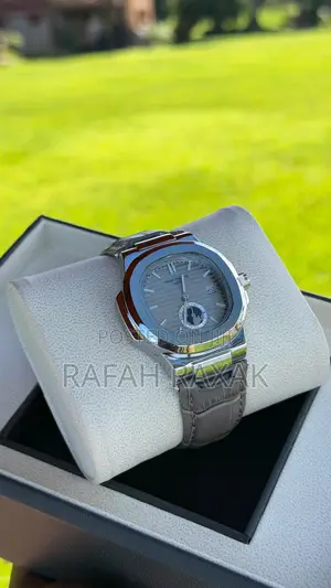 Gray Leather Strap Patek Philippe Quartz Watch