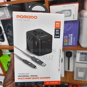 Porodo Multi Port Universal Travel Quick Charger Gan