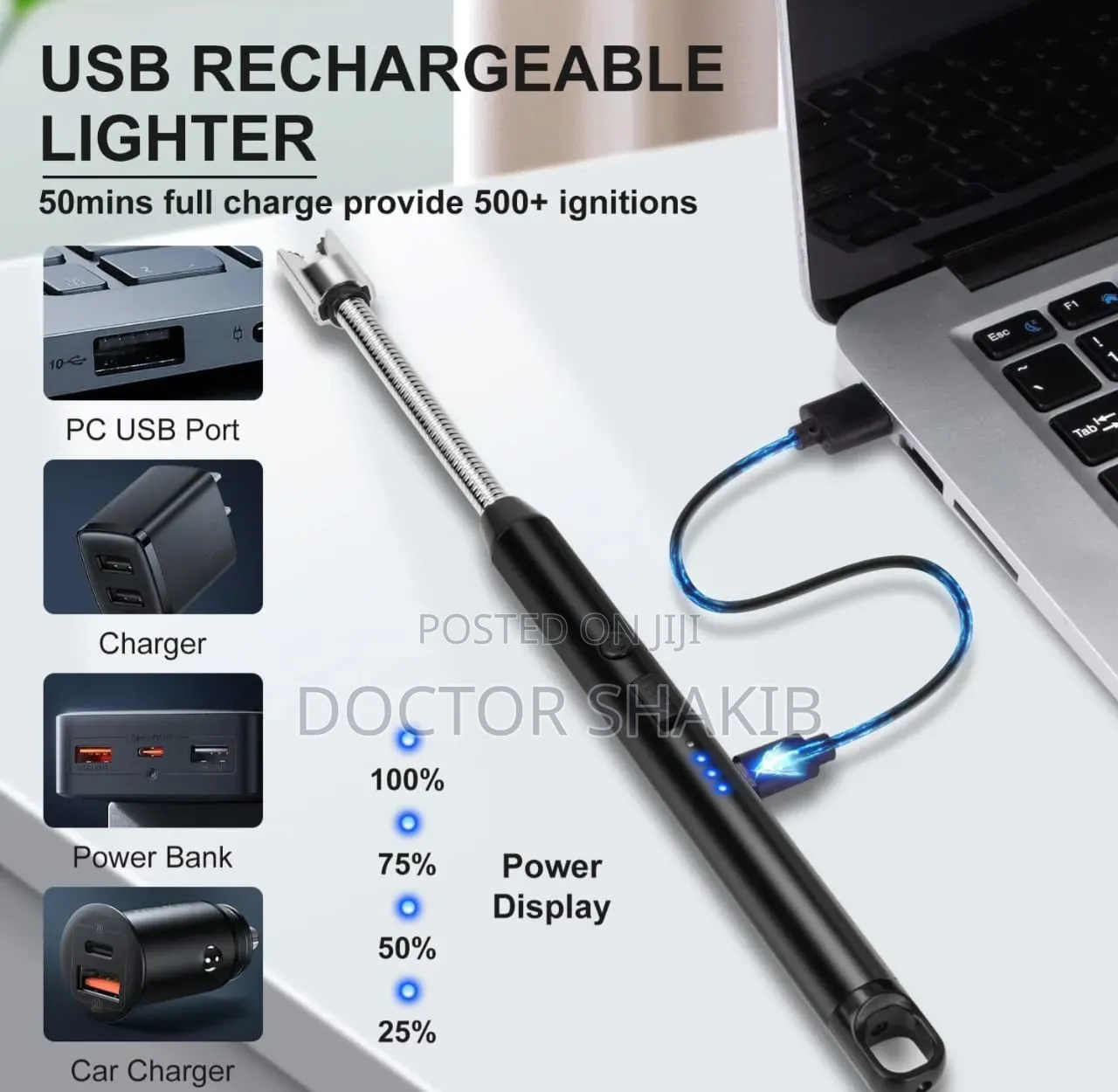 Rechargeable Electric Arc Gas Lighter