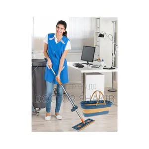 360° Rotating Microfiber Flat Floor Mop With a Foldable Bucket