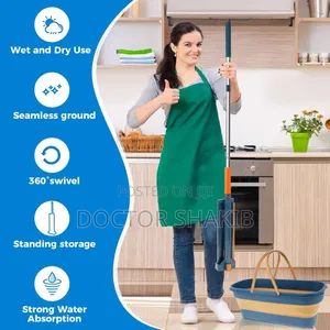 360° Rotating Microfiber Flat Floor Mop With a Foldable Bucket