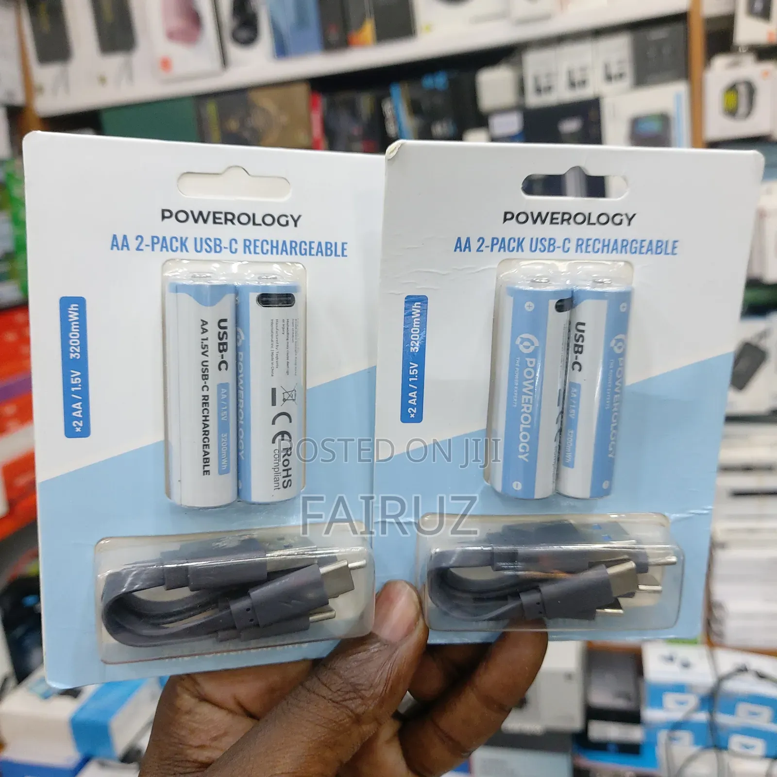 Aa Powerology Rechargeable Batteries With Usb-C Charging Cable