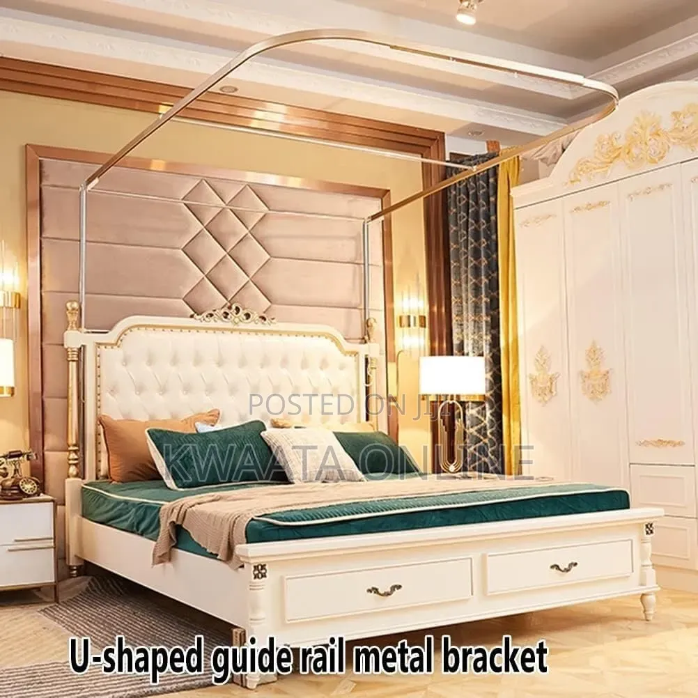 Rail Net, Bed Canopy Mosquito Net, U-Shape Metal Bracket on 2 Stands