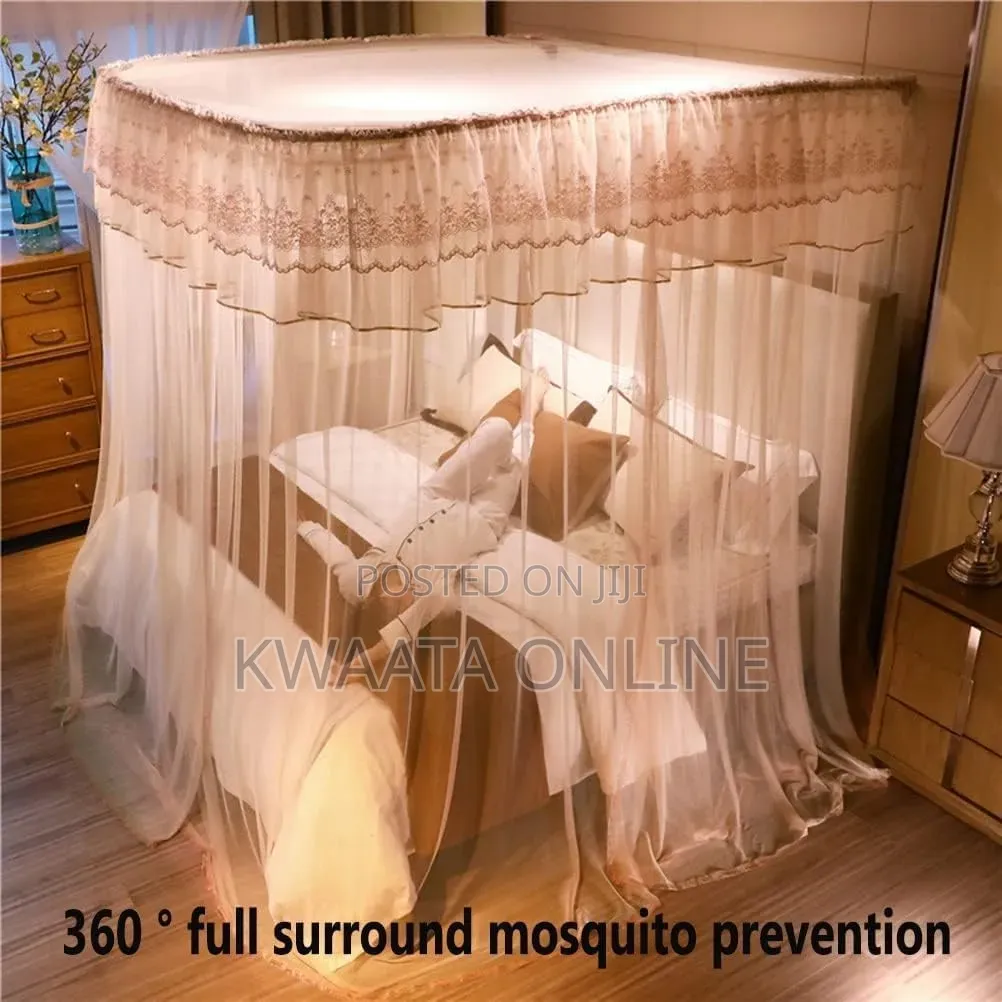 Rail Net, Bed Canopy Mosquito Net, U-Shape Metal Bracket on 2 Stands