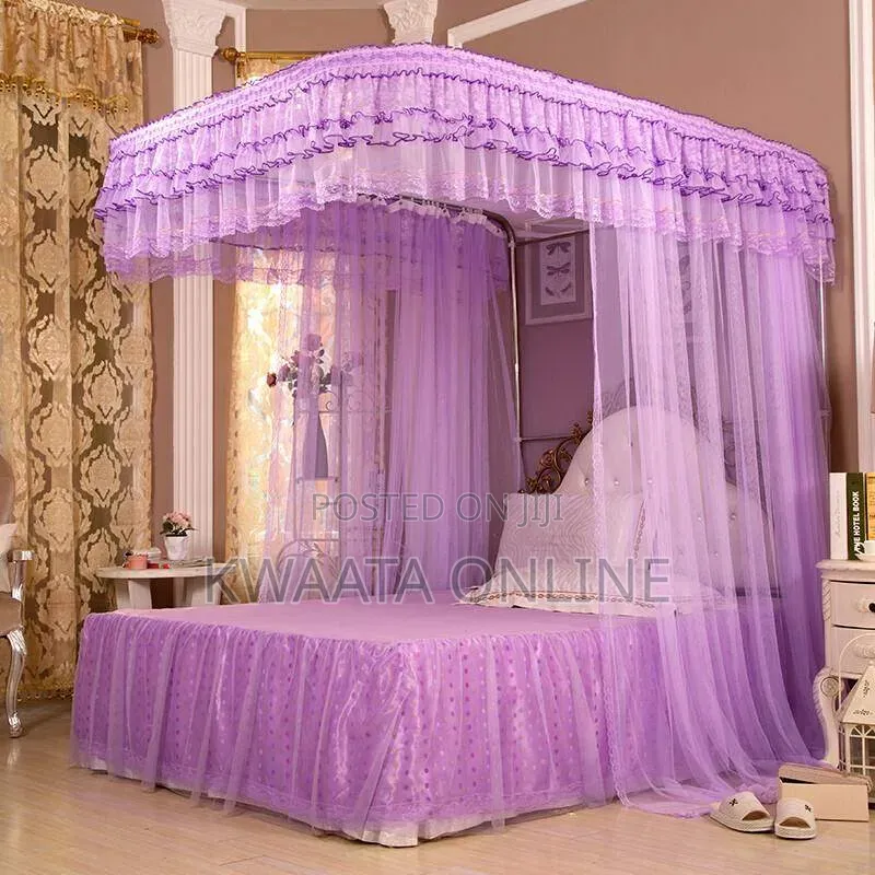 Rail Net, Bed Canopy Mosquito Net, U-Shape Metal Bracket on 2 Stands
