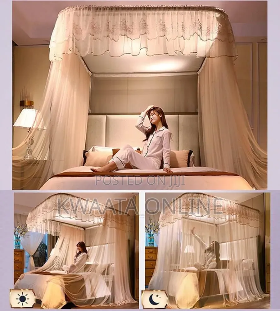 Rail Net, Bed Canopy Mosquito Net, U-Shape Metal Bracket on 2 Stands