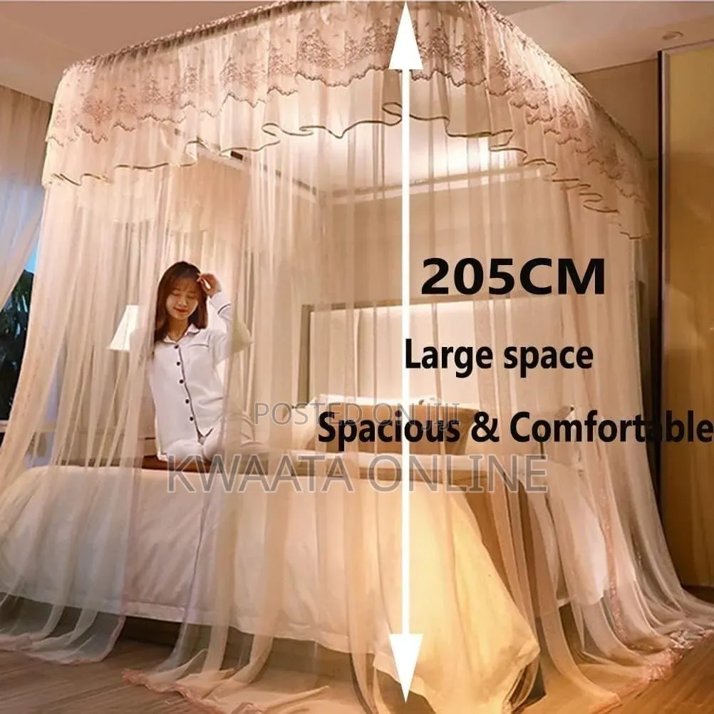 Rail Net, Bed Canopy Mosquito Net, U-Shape Metal Bracket on 2 Stands