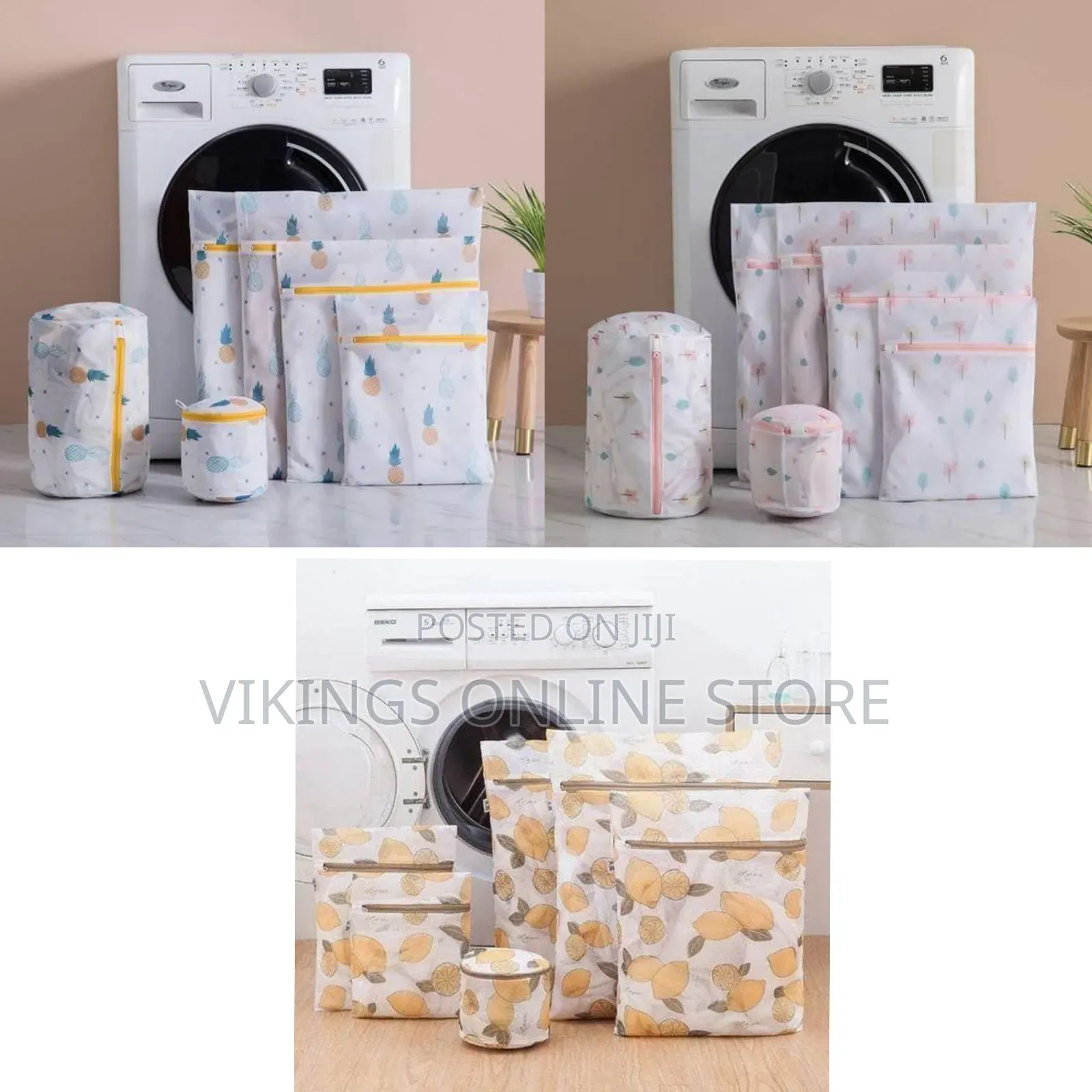 Set Of 6 Mesh Laundry Bags - Multicolor