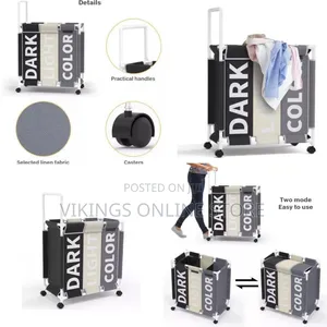 3-Section Laundry Hamper With Wheels, Designed for Sorting Clothes