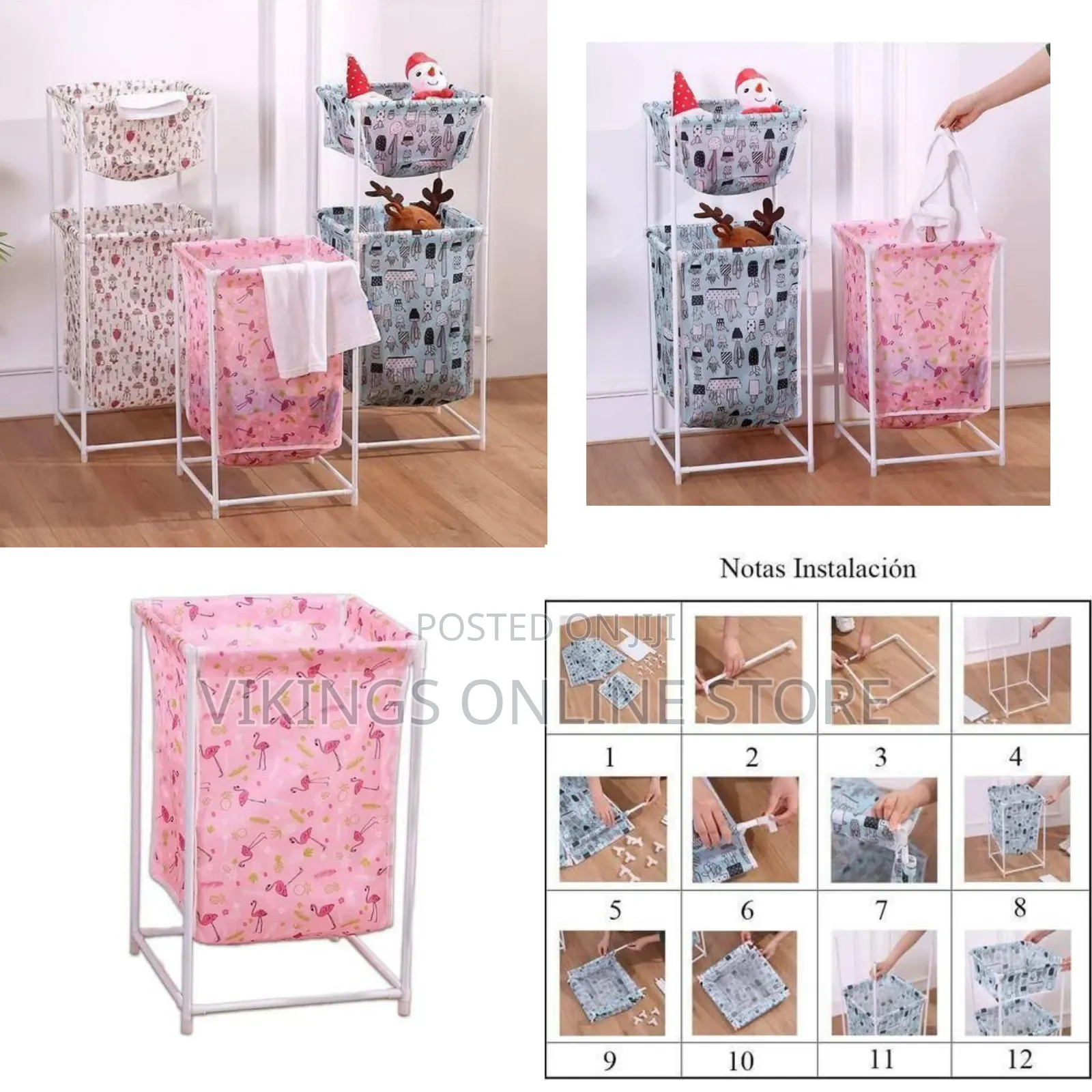 Collapsible Fabric Laundry Hamper With Sturdy Frame - Multicolor
